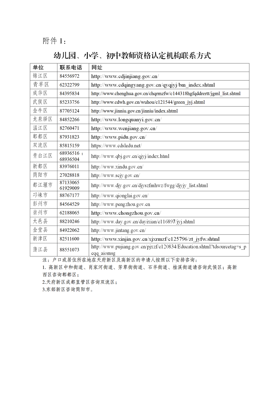 2021年下半年四川省成都市中小學(xué)教師資格認(rèn)定公告 ！